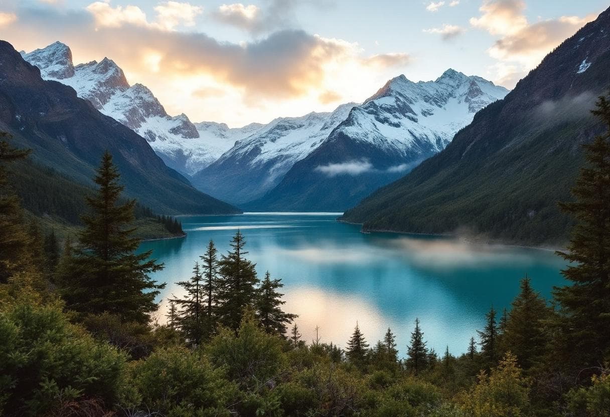 Lago patagónico al amanecer